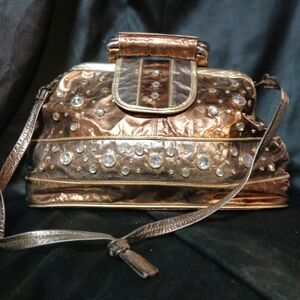 Vintage Saereun Leather Rhinestone Embelleshed Bag